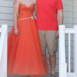 Size 10 Mori Lee orange prom dress